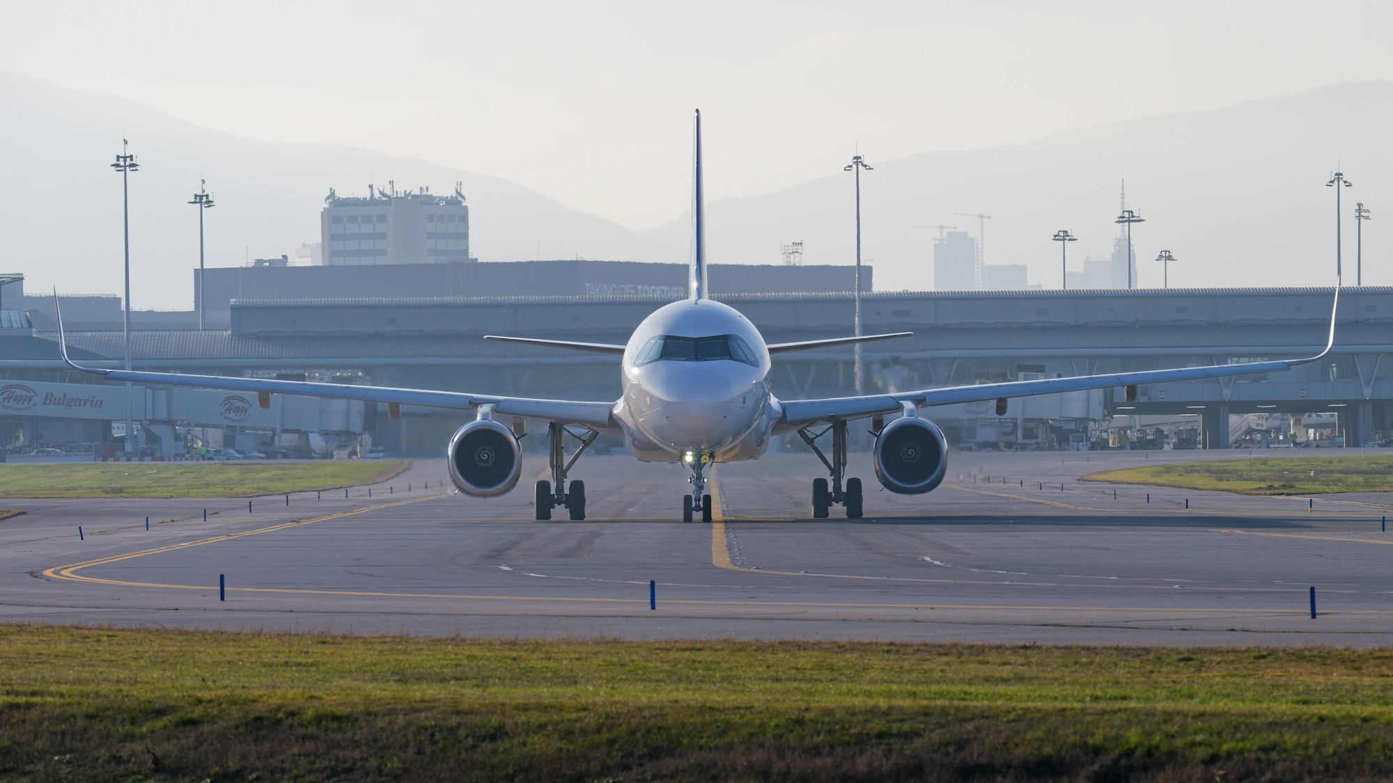 Aircraft on an airport runway